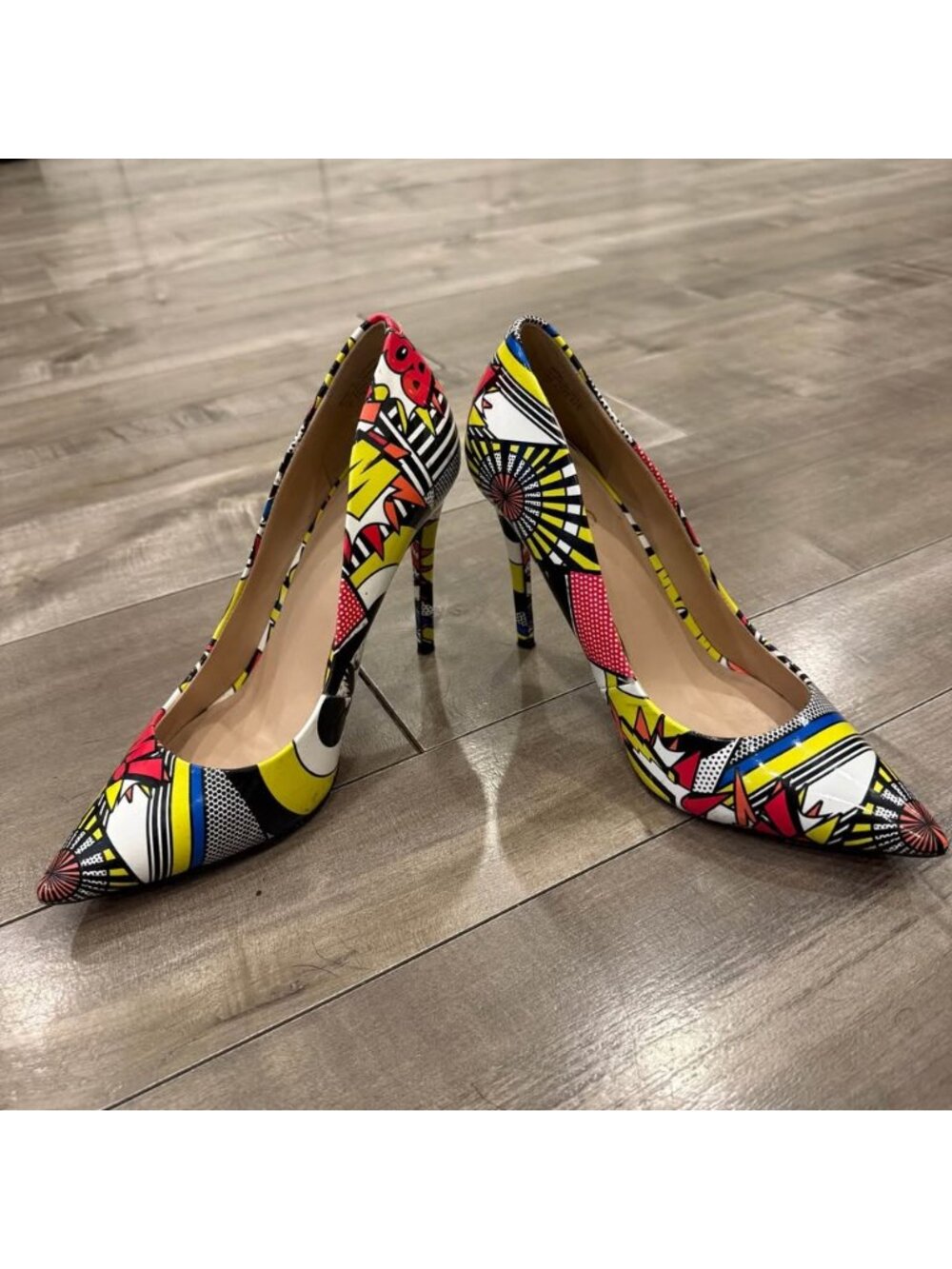 ALDO Pop Art Comic Print Pointed Toe Stiletto Pumps Women’s Size 8 - Picture 3 of 9